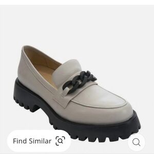 Vaneli Cream and Black Patent Leather Loafers‎